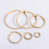 Women's Titanium Steel Square Round Wave Rhinestone Diamondencrusted Electroplated Earrings Jewelry