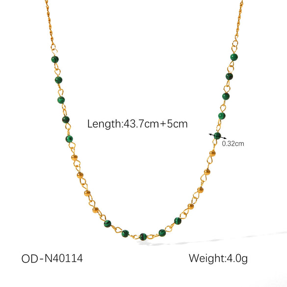 Women's Titanium Steel Stainless Steel Double Chain Necklace With Colored Gravel Vacuum Plated