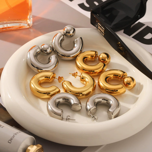 Women's Titanium Steel Stainless Steel Geometric Ins Style Earrings With Pvd Vacuum Plating