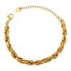 Women's 316L Stainless Steel Thick Chain Bracelet With Interlocking Chain And Geometric Design 18K Gold Plated