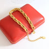 Women's 316L Stainless Steel Thick Chain Bracelet With Interlocking Chain And Geometric Design 18K Gold Plated