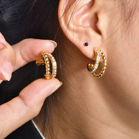 Women's Titanium Steel U Shape Natural Geometric Style Earrings With Electroplating Treatment