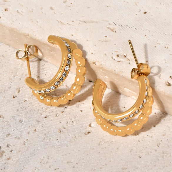 Women's Titanium Steel U Shape Natural Geometric Style Earrings With Electroplating Treatment