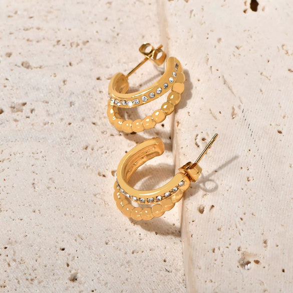Women's Titanium Steel U Shape Natural Geometric Style Earrings With Electroplating Treatment