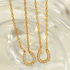Women's 316L Stainless Steel U Shaped Light Luxury Simple All Match Niche Design Electroplated Full Diamond Pendant Necklace