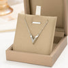 Women's Titanium Steel Vshaped Necklace With Silver Diamond Copper Pendant Cross Chain Light Luxury Style Letters Numbers Text Pattern