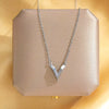 Women's Titanium Steel Vshaped Necklace With Silver Diamond Copper Pendant Cross Chain Light Luxury Style Letters Numbers Text Pattern