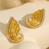 Women's 316L Stainless Steel Wingsshaped Diamondstudded Pearlinlaid Electroplated Light Luxury Style Earrings