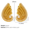 Women's 316L Stainless Steel Wingsshaped Diamondstudded Pearlinlaid Electroplated Light Luxury Style Earrings