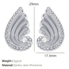 Women's 316L Stainless Steel Wingsshaped Diamondstudded Pearlinlaid Electroplated Light Luxury Style Earrings