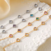 Women's Titanium Steel Zircon Bracelet With Love Square And Heart Geometric Patterns Pvd Plated 18K True Gold