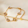 Women's Titanium Steel Zircon Bracelet With Love Square And Heart Geometric Patterns Pvd Plated 18K True Gold