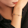 Women's Titanium Steel Zircon Bracelet With Love Square And Heart Geometric Patterns Pvd Plated 18K True Gold