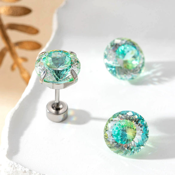 Women's Titanium Steel Zircon Earrings With Bird's Nest Cut And Geometric Sweet Style