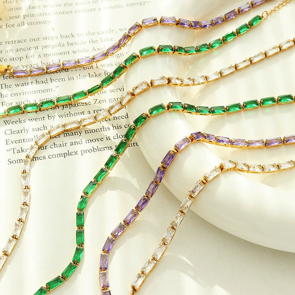 Women's 316L Stainless Steel Zircon Geometric Pattern Light Luxury Style Necklace