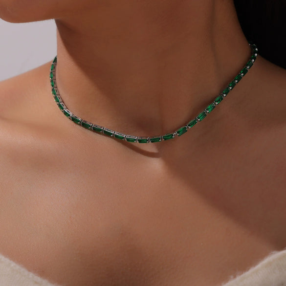 Women's 316L Stainless Steel Zircon Geometric Pattern Light Luxury Style Necklace