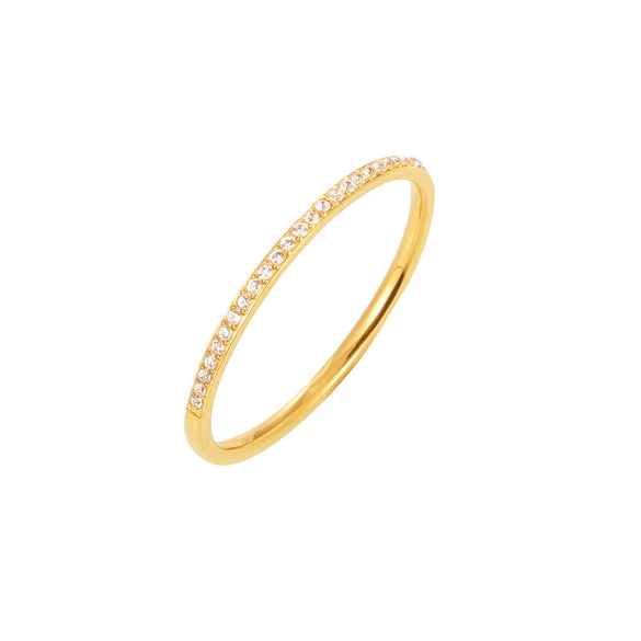 Women's 316L Stainless Steel Zircon Microinlaid Geometric Finger Ring Pvd Plated 18K Gold