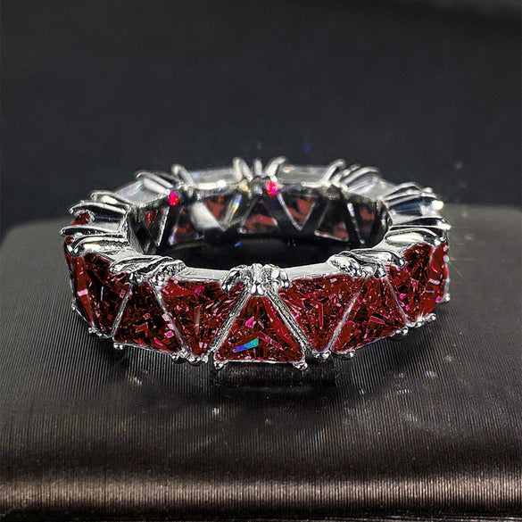 Women's Titanium Zircon Copper Geometric Inlay Light Luxury Ring Jewelry