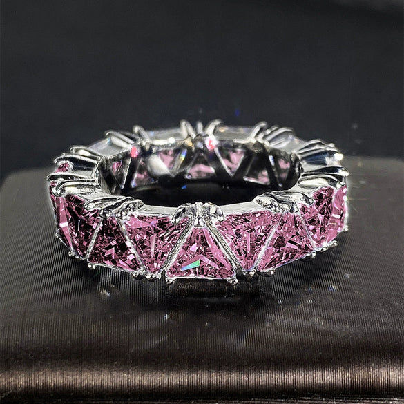 Women's Titanium Zircon Copper Geometric Inlay Light Luxury Ring Jewelry