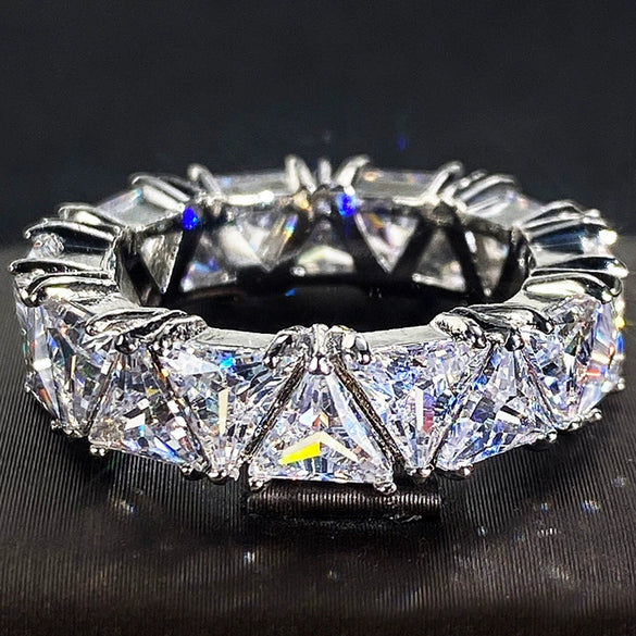 Women's Titanium Zircon Copper Geometric Inlay Light Luxury Ring Jewelry
