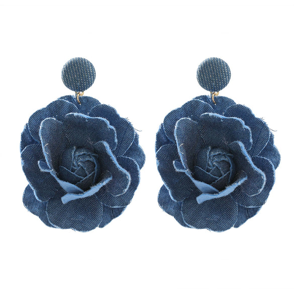 Women's Trendy Alloy Geometric Style Diamond Jewelry Earrings With Blue Rose Pattern