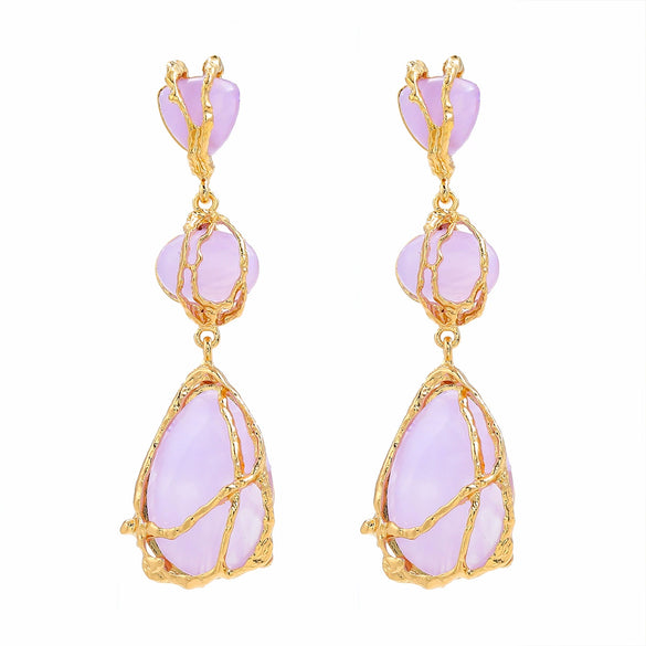 Women's Trendy Alloy Multilayer Resin Geometric Electroplated Earrings