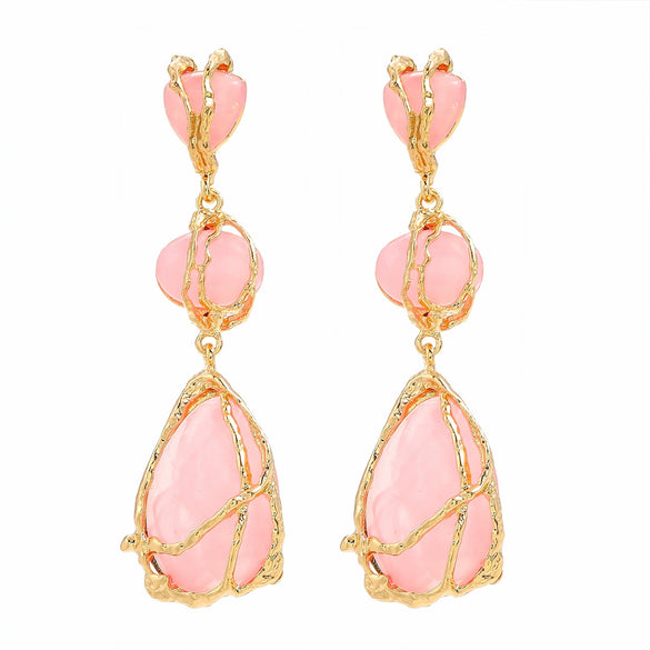 Women's Trendy Alloy Multilayer Resin Geometric Electroplated Earrings