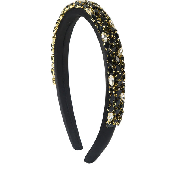 Women's Trendy Baroque Retro Headband With Colorful Rhinestones And Full Diamond Light Luxury Style Geometric Design