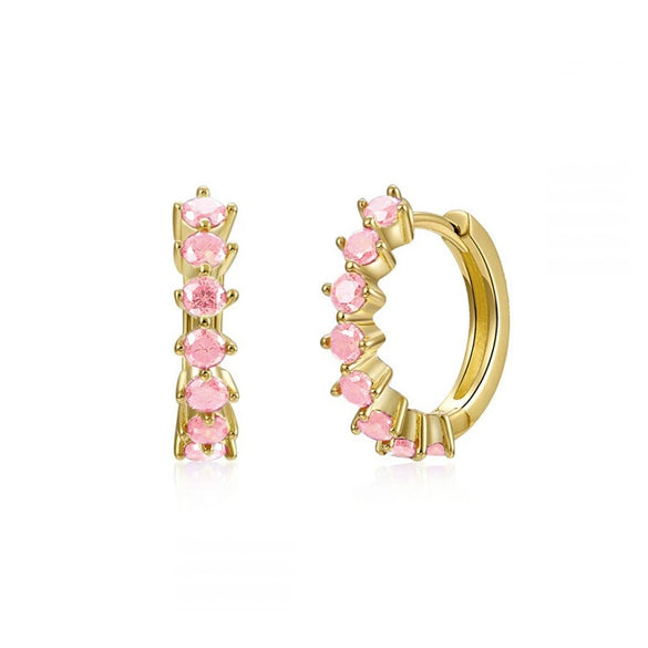 Women's Trendy Earrings Silver Needle Copper Geometric Ushaped Microinlaid Colorful Zircon Electroplated