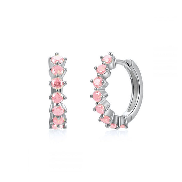 Women's Trendy Earrings Silver Needle Copper Geometric Ushaped Microinlaid Colorful Zircon Electroplated