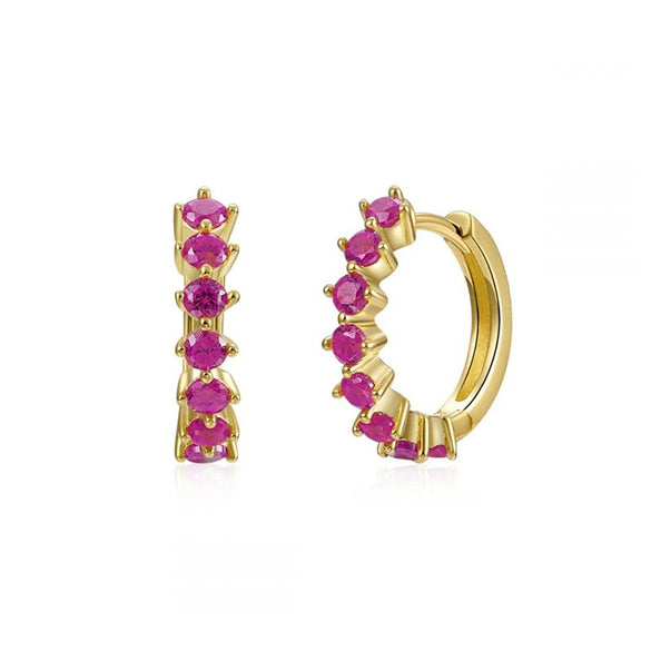 Women's Trendy Earrings Silver Needle Copper Geometric Ushaped Microinlaid Colorful Zircon Electroplated