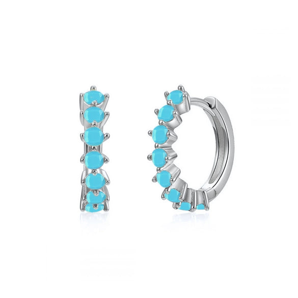 Women's Trendy Earrings Silver Needle Copper Geometric Ushaped Microinlaid Colorful Zircon Electroplated