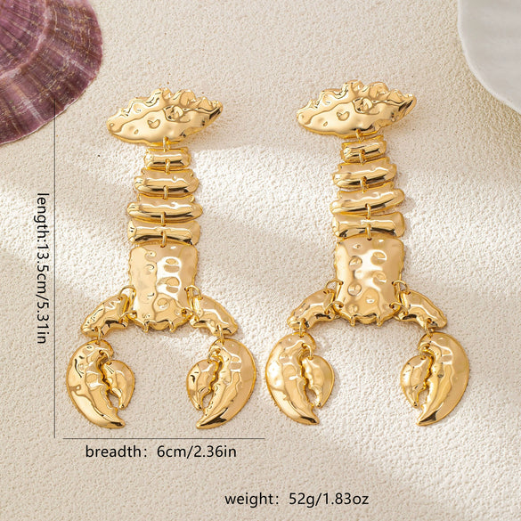 Women's Trendy Exaggerated Alloy Lobster Earrings With Electroplated Finish And Creative Flower Design