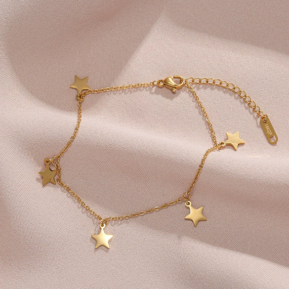 Women's Trendy Nonfading Stainless Steel Star Anklet Jewelry