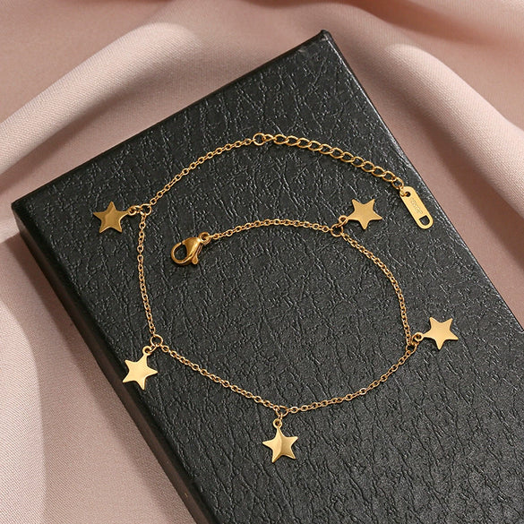 Women's Trendy Nonfading Stainless Steel Star Anklet Jewelry