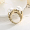 Women's Trendy Retro Personality Stainless Steel And Pearl Ring With Electroplating Treatment