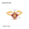 Women's Trendy Sunflower Pearl Adjustable Ring Stainless Steel Geometric Electroplating