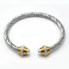 Women's Trendy Titanium Steel And Stainless Steel Cshaped Elastic Twist Wire Rope Bracelet Set With Diamonds