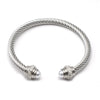 Women's Trendy Titanium Steel And Stainless Steel Cshaped Elastic Twist Wire Rope Bracelet Set With Diamonds