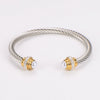 Women's Trendy Titanium Steel And Stainless Steel Cshaped Elastic Twist Wire Rope Bracelet Set With Diamonds