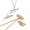 Women's Tshaped Stainless Steel Pendant Necklace With Vacuum Gold Plating And Flash Ochain Collarbone Chain