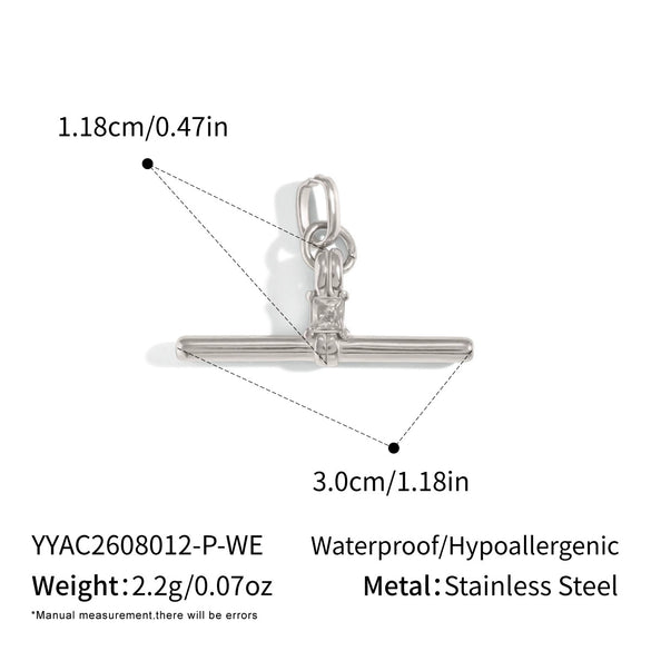 Women's Tshaped Zircon Pendant Necklace In Goldplated Stainless Steel With Geometric Design And Adjustable Extension Chain
