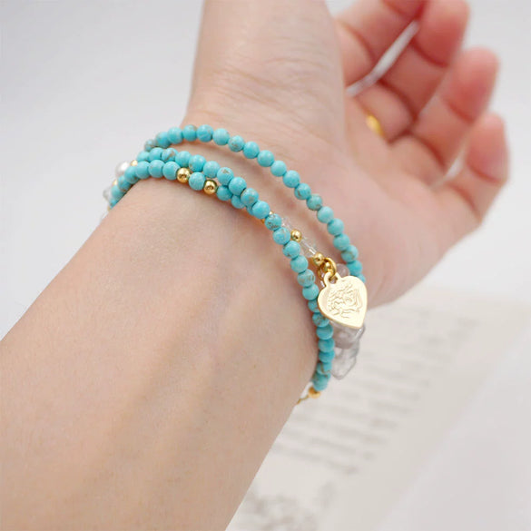 Women's Turquoise And Alloy Handmade Geometric Beaded Necklace And Bracelet