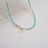 Women's Turquoise And Alloy Handmade Geometric Beaded Necklace And Bracelet