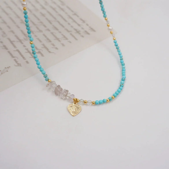 Women's Turquoise And Alloy Handmade Geometric Beaded Necklace And Bracelet
