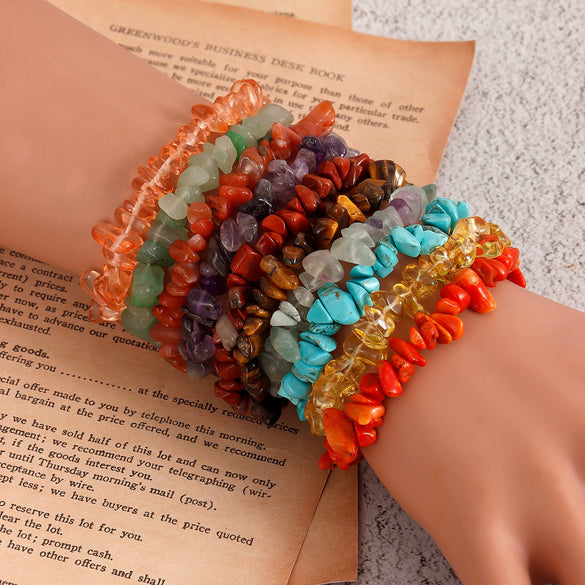 Women's Turquoise Geometry Elastic Bracelet Natural Crystal Beaded Wholesale Jewelry