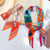 Women's Twill Simulation Silk Small Scarf Slender Hair Band Handbag Wrap Strap Decorative Neck Scarf