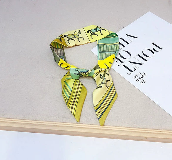 Women's Twill Simulation Silk Small Scarf Slender Hair Band Handbag Wrap Strap Decorative Neck Scarf