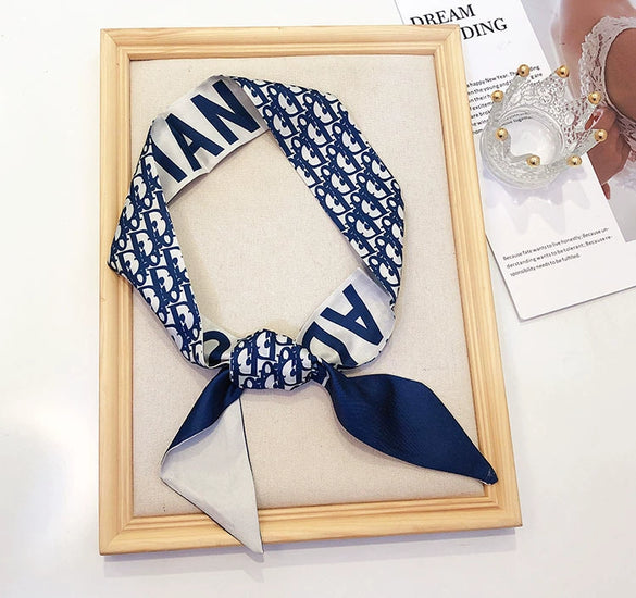 Women's Twill Simulation Silk Small Scarf Slender Hair Band Handbag Wrap Strap Decorative Neck Scarf
