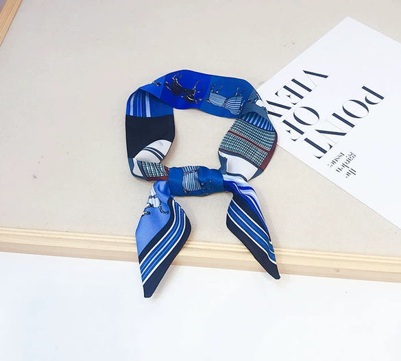 Women's Twill Simulation Silk Small Scarf Slender Hair Band Handbag Wrap Strap Decorative Neck Scarf